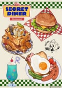 apron asparagus bacon berry blueberry bread bread_slice burger cheese chef_hat cherry cherry_tomato commentary_request doodle_inset english_text food food_focus food_wrapper french_toast fried_egg fruit frying_pan hat heart highres holding holding_frying_pan honey ice_cream ice_cream_float lettuce meat mint original plate sausage sliced_cheese ssssecret49 teeth toast tomato tomato_slice twitter_username rating:g score:1 post #10057834