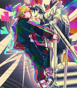 1boy 1girl black_jacket black_pants blonde_hair chainsaw_man closed_eyes couple denji_(chainsaw_man) dress gakuran heart hetero highres jacket kiss mitaka_asa novuuuuuuuuuuuu pants partially_colored pinafore_dress railing school_uniform short_hair sleeveless sleeveless_dress stairs rating:g score:0 post #10176937