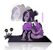 absurdres arthropod_girl bug closed_eyes colored_skin crop_top extra_arms fang highres muffet ny_000a purple_skin short_hair spider stretching undertale utdr_(toby_fox) rating:g score:13 post #10167332