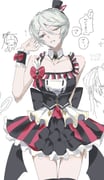 1girl annoyed bare_shoulders black_dress breasts cleavage commentary_request cosplay cowboy_shot detached_collar doodle_inset dress frilled_dress frills grey_hair hair_between_eyes hand_up hat highres hojo_sophy hojo_sophy_(cosplay) looking_to_the_side medium_breasts mini_hat mini_top_hat one_eye_closed poteto_(mochimochinc) pretty_series pripara shikyoin_hibiki short_dress short_hair solo speech_bubble standing thighhighs top_hat translation_request white_background wrist_cuffs rating:s score:1 post #10171987