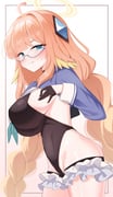 1girl absurdres ahoge aqua_neckerchief black_gloves black_leotard blue_archive blue_eyes blue_shrug blush braid breasts commentary_request feather_hair frilled_thigh_strap glasses gloves half_gloves halo highres korean_commentary large_breasts leotard long_hair looking_at_viewer neckerchief official_alternate_costume orange_hair peeeeee5765 shimiko_(blue_archive) shimiko_(magical)_(blue_archive) shrug_(clothing) simple_background solo thigh_strap thighs twin_braids very_long_hair white_background yellow_halo rating:s score:13 post #10173724