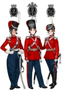 3girls absurdres aiguillette ammunition_pouch arm_behind_back baldric banner bearskin_cap black_bow blue_pants boots bow braid brown_eyes brown_hair buckle chin_strap clenched_hand clenched_teeth cockade commentary comparison crown cyrillic dated double-headed_eagle english_commentary epaulettes evolution expressionless full_body gloves grin hair_bow hand_on_own_hip hand_on_weapon hat high_collar highres holding holding_sword holding_weapon imperial_russian_army insignia jacket katyusha_(98269886) kepi lanyard leather leather_boots long_sleeves looking_at_viewer medal medium_hair military military_hat military_uniform monogram multiple_girls napoleonic_wars original pants pipe_in_mouth plume pouch puffy_pants red_jacket red_trim riding_outfit russia russian_empire sash scabbard shako_cap shashka sheath shoulder_belt simple_background smile smoking_pipe spurs standing striped_clothes striped_pants sword sword_knot tassel teeth waist_sash weapon white_background white_epaulettes white_gloves white_sash world_war_i wreath yellow_eyes rating:g score:12 post #9178647