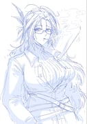 1girl arknights bags_under_eyes breasts coat commentary english_commentary feather_hair glasses greyscale highres kecoadewi large_breasts long_hair looking_at_viewer messy_hair monochrome simple_background smoking snegurochka_(arknights) solo sweater turtleneck turtleneck_sweater rating:g score:1 post #10175854