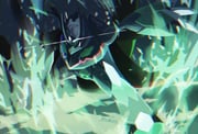 chromatic_aberration claws commentary_request empty_eyes highres pokemon pokemon_(creature) pokemon_focus solo tsukkon twitter_username wings zygarde zygarde_(complete) rating:g score:3 post #10174479
