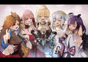 5girls absurdres bare_shoulders black_dress blonde_hair blue_hair bow bracelet closed_eyes detached_collar dress fins fish_tail gawr_gura gawr_gura_(party_dress) hair_bun hair_ornament hat highres hololive hololive_english holomyth jewelry laurel_crown long_hair microphone mori_calliope mori_calliope_(party_dress) multicolored_hair multiple_girls ninomae_ina'nis ninomae_ina'nis_(party_dress) official_alternate_costume official_alternate_hairstyle open_mouth orange_hair pink_hair purple_hair purple_hat red_dress red_eyes tail takanashi_kiara takanashi_kiara_(party_dress) tentacle_hair tentacles tiara two-tone_hair two_side_up upper_body virtual_youtuber vyragami watson_amelia watson_amelia_(party_dress) white_dress white_hair rating:g score:21 post #9164665