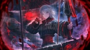 1girl archery_shooting_glove black_gloves black_jacket black_skirt blue_eyes bow cropped_jacket faust_(project_moon) fingerless_gloves game_cg gloves highres jacket limbus_company medium_hair nai_ga official_art partially_fingerless_gloves project_moon red_shirt shi_association_east_uniform shirt skirt solo umbrella white_hair rating:g score:2 post #10164020