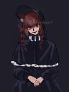1girl alternate_costume animal_ear_fluff animal_ears black_background black_bow black_capelet black_dress black_hat black_ribbon bow braid brown_hair capelet cat_ears cat_girl collar commentary dress english_commentary fangs frilled_capelet frills funeral_dress hair_bow hat head_tilt highres kaenbyou_rin konoha217 neck_ribbon open_mouth own_hands_together red_eyes red_nails ribbon simple_background slit_pupils smile solo touhou twin_braids twitter_username upper_body watermark white_collar rating:g score:11 post #9985924