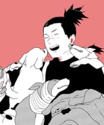 1boy bandaged_head bandages black_hair black_shirt bulldog closed_eyes dog highres laughing licking licking_another's_face male_focus medium_hair multiple_dogs naruto_(series) nmyuo open_mouth pink_background ponytail scar scar_on_face scar_on_nose shirt short_ponytail smile too_many too_many_dogs umino_iruka upper_body rating:g score:1 post #10049569