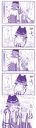 2boys 5koma arch_bishop_(ragnarok_online) closed_eyes comic commentary_request deviruchi deviruchi_hat hat head_wings highres hug looking_at_another male_focus monochrome multiple_boys open_mouth purple_theme ragnarok_online sheep_hat short_hair smile susukinohukurou translation_request upper_body wings rating:g score:0 post #9934623