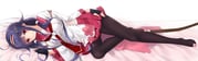 1girl ahoge black_pantyhose breasts commentary_request dakimakura_(medium) hair_flaps hair_ornament hairclip headband japanese_clothes kantai_collection kochipu large_breasts long_hair looking_at_viewer low_twintails lying on_side pantyhose purple_hair red_eyes ryuuhou_(kancolle) ryuuhou_kai_ni_(kancolle) smile solo taigei_(kancolle) twintails very_long_hair wide_sleeves rating:g score:6 post #9601541