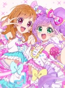 2girls :d ahoge aikatsu! aikatsu!_(series) aikatsu!_x_pripara_the_movie_-deai_no_kiseki!- blue_bow bow braid commentary_request cropped_shirt crossover crown_braid genre_connection green_eyes hair_bow heart highres idol_clothes layered_skirt long_hair looking_at_viewer manaka_laala midriff miniskirt multiple_girls nemakiyoru open_mouth orange_hair ozora_akari pink_bow pretty_series pripara purple_eyes purple_hair shirt skirt sleeveless sleeveless_shirt smile sparkle standing twintails v v_over_eye very_long_hair white_shirt yellow_bow rating:s score:0 post #10174712