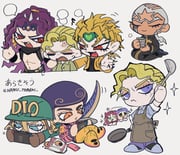 6+boys afro anger_vein apron battle_tendency black_shirt blonde_hair blue_eyes blue_shirt blue_tail brown_gloves buttons buzz_cut cassock chibi chibi_only closed_eyes collared_shirt cookie cooking cup dark-skinned_male dark_skin diamond_button diavolo diego_brando dinosaur_tail dio_brando ear_birthmark earrings fang fingernails food frying_pan gloves green_eyes green_headband green_helmet green_shirt green_sweater grey_apron handheld_game_console headband helmet highres holding holding_frying_pan holding_handheld_game_console horns jacket jewelry jojo_no_kimyou_na_bouken jojolion kars_(jojo) kira_yoshikage long_hair male_focus multiple_boys muscular muscular_male naru_tomaki nintendo_switch orange_eyes oven_mitts pants pink_hair pink_shirt playing_games ponytail priest purple_eyes purple_hair red_eyes scary_monsters_(stand) sharp_fingernails shirt short_hair sitting sleeves_rolled_up sparkle stand_(jojo) stardust_crusaders steel_ball_run stone_ocean sweater tail teddy_bear_ornament tooru_(jojolion) topless_male vento_aureo very_short_hair vinegar_doppio white_hair yellow_jacket yellow_pants rating:g score:2 post #10077857