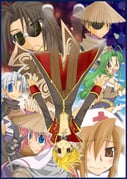 2000s_(style) 3girls 4boys ajirogasa antenna_hair assassin_(ragnarok_online) black-framed_eyewear black_coat black_gloves blonde_hair blue_eyes brown_eyes brown_hair brown_pants brown_sleeves closed_mouth coat comiket_73 commentary_request cover cover_page cross cross_necklace detached_sleeves doujin_cover eyepatch full_body glasses gloves green_hair grey_hair hat jewelry junkboy21 knight_(ragnarok_online) long_hair long_sleeves looking_at_viewer multiple_boys multiple_girls necklace nurse_cap open_clothes open_mouth open_vest pants pink_hair priest_(ragnarok_online) ragnarok_online red_eyes red_vest short_hair smile spiked_hair sunglasses upper_body upside-down vest wizard_(ragnarok_online) yellow_eyes rating:s score:0 post #10151320