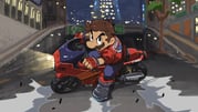 1boy akira_slide black_boots blue_pants boots brown_hair building clothing_cutout denim facial_hair fingerless_gloves glove_cutout gloves jacket jeans male_focus mario mario_(series) mario_(touring) mario_kart mario_kart_world motor_vehicle motorcycle mustache official_alternate_costume on_motorcycle outdoors overpass pants red_gloves red_jacket short_hair solo tree yamari_(ya_mari_6363) rating:g score:2 post #10149363