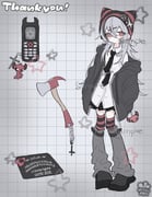 1girl am314 axe bar_phone beanie black_necktie black_shoes cellphone cellphone_charm charm_(object) commission fashion grey_hair grey_jacket grey_leg_warmers grid_background hands_in_pockets hat highres jacket leg_warmers long_hair looking_at_viewer miniskirt necktie open_clothes open_jacket original ouija phone red_eyes red_thighhighs shirt shoes skeb_commission skirt solo striped_clothes striped_hat striped_thighhighs thighhighs white_shirt y2k_fashion yabi_fashion rating:g score:1 post #9958644