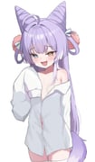 1girl :d ahoge blue_eyes breasts button_gap colored_tips commentary_request cone_hair_bun double_bun fang fox_girl fox_tail gamble_0 hair_bun hair_ornament hair_rings hand_up heterochromia highres korean_commentary long_hair long_sleeves looking_at_viewer mesugaki multicolored_hair navel no_pants off_shoulder open_clothes open_mouth open_shirt partially_unbuttoned pom_pom_(clothes) pom_pom_hair_ornament shirt shirt_slip simple_background sleeves_past_fingers sleeves_past_wrists small_breasts smile smug stellive tail tenko_shibuki thighhighs two-tone_hair virtual_youtuber white_background white_hair white_shirt white_thighhighs yellow_eyes rating:s score:5 post #10172672