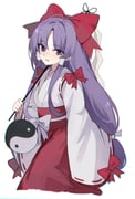 1girl :d bow commentary cowboy_shot gohei hair_bow hair_tubes hakama hakurei_reimu hakurei_reimu_(pc-98) highres holding holding_gohei japanese_clothes kani_nyan kimono long_hair long_sleeves looking_at_viewer miko open_mouth orb parted_bangs purple_eyes purple_hair red_bow red_hakama ribbon-trimmed_sleeves ribbon_trim simple_background smile solo touhou touhou_(pc-98) very_long_hair white_background white_bow white_kimono wide_sleeves yin_yang yin_yang_orb rating:g score:15 post #10096243