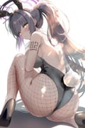 1girl animal_ears ass black_hair black_leotard blue_archive breasts closed_mouth dark-skinned_female dark_skin fake_animal_ears fake_tail fishnet_pantyhose fishnets from_behind halo highres karin_(blue_archive) karin_(bunny)_(blue_archive) leotard long_hair looking_at_viewer official_alternate_costume pantyhose playboy_bunny purple_halo rabbit_ears rabbit_tail solo tail uu-tan_(hushigi10) yellow_eyes rating:s score:52 post #10168414