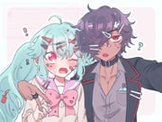 1boy 1girl blue_hair dark-skinned_male dark_skin hair_over_one_eye idol_land_pripara katasumi_amari long_hair long_sleeves looking_at_viewer mario_(pripara) nikomi_tsumo one_eye_closed one_eye_covered open_mouth pink_eyes pretty_series pripara sailor_collar short_hair too_many_hair_ornaments twintails upper_body v rating:g score:1 post #10175380