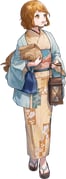1girl bag blue_haori brown_eyes brown_hair floral_print folded_hair full_body haori hozuka_(kadokawa) japanese_clothes kantai_collection kimono lantern long_hair looking_to_the_side official_art ootomari_(kancolle) ootomari_(yukata)_(kancolle) paper_bag sandals smile solo standing striped_haori third-party_source transparent_background yellow_kimono yukata rating:g score:7 post #10026759