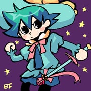 1girl anime_coloring aqua_hat aqua_jacket aqua_sleeves archived_source artist_name bf._(sogogiching) black_eyes black_pantyhose blue_shirt blue_shorts blush_stickers cavalier_hat clenched_hand commentary_request cowboy_shot eyelashes green_hair hat holding holding_wand jacket jaggy_lines jin_so-hee juliet_sleeves korean_commentary long_sleeves lowres magical_girl moon_knights musketeer oekaki pantyhose pink_ribbon plume puffy_shorts puffy_sleeves purple_background ribbon shirt short_hair shorts signature solo spiked_hair star_(symbol) star_symbol_background wand rating:g score:0 post #10078993