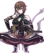 1girl black_gloves bodystocking bodysuit bow_(bhp) breasts brown_eyes brown_hair clothing_cutout covered_navel delta_(nikke) delta_(ninja_thief)_(nikke) elbow_gloves fishnet_bodystocking fishnet_cutout fishnets gloves goddess_of_victory:_nikke highres hip_vent holding holding_weapon impossible_bodysuit impossible_clothes large_breasts ninja ninjatou shiny_clothes short_hair short_sword skin_tight sleeveless sleeveless_bodysuit solo sword taimanin_(series) taimanin_suit weapon rating:s score:20 post #10168014