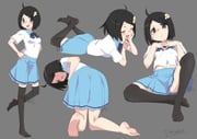 1girl :/ :d ahoge araragi_tsukihi barefoot bent_over black_eyes black_hair black_thighhighs blush crossed_ankles egg_(food) egg_hair_ornament food food-themed_hair_ornament fried_egg full_body hair_ornament hand_on_own_cheek hand_on_own_face hands_on_own_hips itoma_mahimahi leaning_back lying medium_hair monogatari_(series) multiple_views open_mouth school_uniform sitting smile standing thighhighs tsuganoki_second_junior_high_school_uniform rating:s score:1 post #10174988