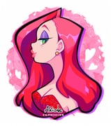 1girl artist_name breasts cleavage dress earrings eyeshadow glitter_dress green_eyes heart jessica_rabbit jewelry lipstick long_hair looking_at_viewer makeup red_dress red_hair red_lips solo who_framed_roger_rabbit yoyochaan rating:s score:2 post #10150279