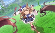 1girl animal_ears anime_coloring artist_request bare_shoulders belt belt_bag black_bow blue_bow blue_bowtie blue_hat blue_skirt blue_sky blush boots bow bow_legwear bowtie brown_bag brown_belt brown_boots brown_cape brown_eyes brown_hair cape circle_skirt clenched_teeth clothing_cutout cloud collared_shirt cross-laced_clothes cross-laced_skirt day determined dust ear_ornament ears_through_headwear eyelashes floating_clothes floating_hair floral_print frilled_skirt frilled_socks frills fringe_trim furrowed_brow game_cg grass hair_bobbles hair_bow hair_ornament hairclip hat horse_ears horse_girl horse_tail kneehighs knees lace-up_boots layered_skirt leaning_forward long_hair long_sleeves looking_ahead matikanetannhauser_(panpaka_tiltott)_(umamusume) matikanetannhauser_(umamusume) miniskirt motion_blur mountain multicolored_hair newsboy_cap official_art outdoors parallel_hairclips print_skirt puffy_long_sleeves puffy_sleeves racing red_bow red_ribbon red_sash red_socks ribbon running sash shadow shirt shoulder_cutout sidelocks skirt sky socks solo_focus streaked_hair sweat swept_bangs tail tareme teeth track_and_field tree umamusume very_long_hair waist_sash wavy_hair white_shirt white_skirt rating:g score:5 post #10169306