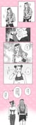 1boy 1girl absurdres braid braided_ponytail breasts bun_with_braided_base comic commentary_request fishnet_top fishnets greyscale half-closed_eye halterneck handkerchief highres hokkyoku_(uuunnoo2) holding holding_handkerchief horned_hat jojo_no_kimyou_na_bouken kujo_jolyne medium_breasts miniskirt monochrome multicolored_hair narciso_anasui shoulder_blades skirt smile stone_ocean tears thighhighs translation_request twin_braids two-tone_hair wristband rating:g score:0 post #10175184