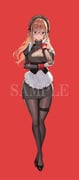1girl apron belt black_pantyhose black_shoes black_skirt breasts closed_mouth full_body glasses goddess_of_victory:_nikke hand_up headdress highres lack large_breasts long_hair long_sleeves looking_at_viewer official_alternate_costume pantyhose rapi_(nikke) red_background red_wrist_cuffs sample_watermark shoes simple_background skirt solo standing thigh_belt thigh_strap watermark white_apron wrist_cuffs rating:s score:13 post #10174438