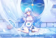 1girl ahoge barefoot bedroom blue_hair blue_nails breasts colored_tips commentary_request copyright_name crossed_bangs curtains double-parted_bangs empire_waist full_body hair_between_eyes hand_up heart heart_ahoge hololive indoors large_breasts long_hair looking_at_viewer mochida_touri multicolored_hair nail_polish nightgown official_alternate_costume official_art on_bed pointy_ears see-through_clothes see-through_curtains sitting sleeves_past_wrists solo streaked_hair toenail_polish toenails very_long_hair virtual_youtuber white_nightgown yellow_eyes yukihana_lamy yukimin_(yukihana_lamy) rating:s score:10 post #10172099