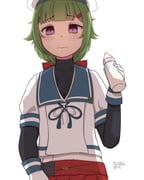 1girl absurdres baby_bottle blue_sailor_collar blunt_bangs bottle gloves green_hair hat highres kantai_collection layered_sleeves long_hair long_sleeves low_ponytail mariuta noumi_(kancolle) ponytail purple_eyes red_skirt sailor_collar sailor_hat sailor_shirt school_uniform serafuku shirt short_over_long_sleeves short_sleeves simple_background skirt solo undershirt upper_body white_background white_gloves white_hat white_shirt rating:g score:3 post #10164028