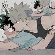 2boys ass awkward bakugou_katsuki blonde_hair blush boku_no_hero_academia curly_hair freckles green_eyes green_hair highres lying mantos_no.7 messy_hair midoriya_izuku multiple_boys on_stomach reading red_eyes shirt spiked_hair surprised yaoi rating:e score:0 post #10175362
