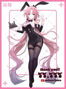 1girl alternate_costume animal_ears bema_(sinsekai) black_eyes black_pantyhose blue_hair breasts buttons card cleavage_cutout clothing_cutout diamond_(shape) earrings fake_animal_ears flower_earrings ggatip grey_eyes grey_nails heart heterochromia high_heels highres holding holding_card jewelry kamitsubaki_studio large_breasts light_smile long_hair looking_at_viewer milestone_celebration multicolored_hair pantyhose parted_bangs pink_hair playboy_bunny poker_chip rabbit_ears serious sideboob sidelocks sinsekai_record thank_you third-party_source very_long_hair wrist_cuffs rating:s score:9 post #10170222