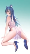 1girl all_fours animal_ear_piercing animal_ears aqua_hair ass bare_arms bare_legs bare_shoulders bear_ears black_panties blue_hair blue_shoes blush braid breasts colored_inner_hair commentary dress from_behind fujikura_uruka gradient_background green_background green_eyes high_heels highres large_breasts long_hair looking_at_viewer multicolored_hair ndrph panties parted_lips pelvic_curtain phase_connect pink_dress see-through_china_babydoll see-through_clothes see-through_dress shoes simple_background sleeveless sleeveless_dress smile solo streaked_hair string_panties two-tone_hair underwear virtual_youtuber white_background rating:q score:30 post #8980083