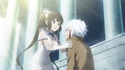 1boy 1girl anime_coloring bare_shoulders bell bell_cranel black_hair blood blood_from_mouth blood_on_face blue_bow blue_bowtie blue_eyes blue_ribbon blunt_bangs bow bowtie breasts brown_jacket cleavage cleavage_cutout closed_eyes clothing_cutout column covered_navel danmachi_battle_chronicle dress dungeon_ni_deai_wo_motomeru_no_wa_machigatteiru_darou_ka game_cg gloves hair_bell hair_ornament hair_ribbon hestia_(danmachi) highres jacket large_breasts long_hair looking_at_another non-web_source official_art outdoors parted_lips pencil_dress pillar rei_no_himo ribbon short_dress short_hair sidelocks sleeveless sleeveless_dress smile tight_clothes tight_dress torn_clothes torn_jacket twintails white_dress white_gloves white_hair white_ribbon rating:s score:4 post #10167321