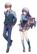 1boy 1girl a-chan_(little_busters!) black_jacket black_pants black_socks blue_bow blue_bowtie blue_eyes blue_necktie blush bow bowtie breasts brown_eyes brown_hair brown_shoes clenched_hands closed_mouth collared_shirt commentary_request eyelashes eyes_visible_through_hair floating_hair full_body grey_skirt hair_between_eyes hands_in_pockets highres jacket kneehighs large_breasts little_busters! loafers long_hair long_sleeves looking_at_another looking_at_viewer miiizuno_lbs miniskirt natsume_kyousuke necktie open_mouth own_hands_together pants plaid_clothes plaid_skirt pleated_skirt shirt shoes short_hair side-by-side sidelocks simple_background skirt smile socks standing standing_on_one_leg tsurime v_arms very_long_hair white_background white_shirt rating:g score:0 post #10175536