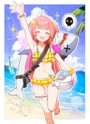 1girl :d >_< ^_^ absurdres ahoge arm_up armpits bag ball bare_legs bare_shoulders barefoot beach beachball bikini blue_sky blunt_bangs blunt_ends blush bracelet carrying carrying_under_arm closed_eyes cloud collarbone day dot_nose facing_viewer feet_out_of_frame flower foot_out_of_frame frilled_bikini frills hair_flower hair_ornament hair_ribbon hand_up heaven_burns_red highres holding inflatable_toy jewelry leg_up long_hair mizuhara_aina navel ocean open_mouth outdoors outline outside_border pink_hair polka_dot polka_dot_bikini ribbon rinki_oohen scrunchie shark shoulder_bag sidelocks sky smile solo sparkle speech_bubble standing standing_on_one_leg stomach stuffed_animal stuffed_toy summer swimsuit teeth thigh_strap tree two_side_up upper_teeth_only very_long_hair water waving weapon white_outline white_ribbon wrist_scrunchie wristband x_x xd yellow_bikini yellow_flower yellow_scrunchie rating:s score:2 post #10174803