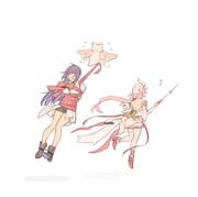 2girls back earrings elysia_(hi_love_elf)_(honkai_impact) elysia_(honkai_impact) gloves hat high_heels honkai_(series) honkai_impact_3rd jewelry long_hair maiqo multiple_girls musical_note official_alternate_costume pink_shoes pointy_ears purple_hair raiden_mei raiden_mei_(apho) shirt shoes shoulder_blades simple_background single_glove twitter_username white_background white_gloves white_hat white_shirt rating:s score:4 post #10175766