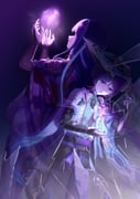 1boy 1girl absurdres armor blue_eyes blue_hair blunt_bangs braid bridal_gauntlets chinese_commentary crying faceless faceless_female fan8115933 floating from_side genshin_impact glowing gnosis_(genshin_impact) hair_between_eyes hands_up hat highres japanese_clothes kimono leaning_back leaning_forward long_braid long_hair looking_down mitsudomoe_(shape) mother_and_son multicolored_hair open_mouth portal_(object) purple_background purple_kimono raiden_shogun sad scaramouche_(genshin_impact) short_hair short_sleeves shoulder_armor single_braid standing streaked_hair streaming_tears tears tomoe_(symbol) upper_body wanderer_(genshin_impact) wide_sleeves rating:g score:1 post #10175875