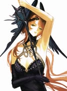 1girl absurdres arm_up armpits bare_shoulders breasts cane cleavage crown_of_thorns dress druvis_iii druvis_iii_(shrouded_in_thorns) elbow_gloves feathered_wings gloves green_eyes halter_dress halterneck highres holding holding_cane long_hair looking_at_viewer medium_breasts official_alternate_costume orange_hair parted_lips purple_dress purple_wings reverse:1999 single_bare_arm single_elbow_glove sleeveless sleeveless_dress solo upper_body very_long_hair white_background wings xiao_xiazi rating:s score:3 post #10163274