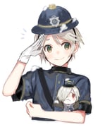 1boy :< absurdres andrew_kreiss andrew_kreiss_(train_conductor) blonde_hair blue_jacket blush canarinu chibi custodian_helmet gloves green_eyes helmet highres identity_v jacket looking_to_the_side male_focus police salute short-sleeved_jacket short_sleeves single_glove smile snot stitched_mouth stitches victor_grantz victor_grantz_(sheriff) white_gloves rating:g score:1 post #10096027