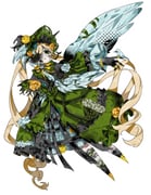 1girl absurdres black_hands black_skin blonde_hair bonnet chinese_commentary claws colored_extremities colored_skin commentary_request crinoline dark_persona dress feathered_wings frilled_dress frills full_body green_dress green_eyes highres kun_yi_xunhuan long_hair magical_girl mahou_shoujo_no_majo_saiban open_mouth outstretched_arm simple_background solo spoilers standing tono_hanna twintails very_long_hair white_background white_wings wings rating:g score:1 post #10157882