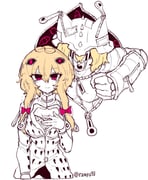 2girls breasts bruno_bucciarati bruno_bucciarati_(cosplay) cleavage cleavage_cutout closed_mouth clothing_cutout commentary cosplay gap_(touhou) hair_ornament hair_ribbon hairclip hand_on_own_chest hat helmet highres jacket jojo_no_kimyou_na_bouken jojo_pose large_breasts light_smile long_hair long_sleeves looking_at_viewer multiple_girls open_mouth pink_eyes polka_dot rampa93 ribbon stand_(jojo) sticky_fingers_(stand) touhou twitter_username white_jacket yakumo_ran yakumo_yukari zipper_pull_tab rating:s score:6 post #10174769