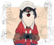 animal_ears beret black_hair blue_eyes blue_skirt brown_fur camera city_(arawi_keiichi) eating fangs food furry furry_female hat highres holding holding_camera izumi_wako jacket necktie newsboy_cap noodles otter otter_ears otter_girl otter_tail pepponeppo ramen red_jacket red_necktie shirt short_sleeves signature skirt smile tail white_fur white_shirt rating:g score:1 post #10174501