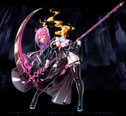 1girl absurdres alichino_(eden's_ritter_grenze) black_boots black_corset black_thighhighs boots breasts cave commentary_request copyright_name copyright_notice corset cross cross_necklace disembodied_head dullahan eden's_ritter_grenze fingernails fire garter_belt garter_straps hair_between_eyes headless highres holding holding_detached_head holding_scythe jewelry large_breasts leaning_to_the_side long_hair long_sleeves long_tongue looking_at_viewer necklace official_art open_mouth orange_eyes pink_hair sakuya_tsuitachi scythe sharp_teeth smile solo teeth thick_thighs thigh_boots thigh_strap thighhighs thighs tongue tongue_out white_garter_belt white_garter_straps rating:s score:5 post #10121683
