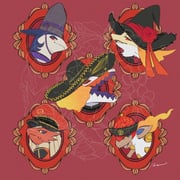 5others black_hat blaziken blue_eyes blue_fur clothed_pokemon colored_sclera commentary delphox fang fire flower furry grey_hat hat hat_flower hisuian_typhlosion infernape looking_at_viewer multiple_others other_focus pokemon pokemon_(creature) police_hat red_background red_eyes red_flower red_hat red_ribbon red_rose rendoll ribbon rose simple_background skeledirge skin_fang snout sombrero symbol-only_commentary through_medium through_painting upper_body witch_hat yellow_fur yellow_sclera rating:g score:2 post #10062839