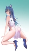 1girl all_fours animal_ear_piercing animal_ears aqua_hair ass bare_arms bare_legs bare_shoulders bear_ears black_panties blue_hair blue_shoes blush braid breasts china_dress chinese_clothes colored_inner_hair commentary dress english_commentary from_behind fujikura_uruka gradient_background green_background green_eyes high_heels highres large_breasts long_hair looking_at_viewer multicolored_hair ndrph panties parted_lips pelvic_curtain phase_connect see-through_china_babydoll shoes simple_background sleeveless sleeveless_dress smile solo streaked_hair string_panties two-tone_hair underwear virtual_youtuber white_background rating:q score:24 post #8980082