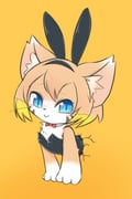 1girl absurdres animal_ear_hairband animal_ears black_leotard blue_eyes bow bowtie brown_hair cat_busters cat_girl closed_mouth commentary_request fake_animal_ears furry furry_female hairband highres leotard looking_at_viewer pac-man_(cat_busters) rabbit_ear_hairband rabbit_ears rabbit_hole_(vocaloid) ragu_(apricolor) red_bow red_bowtie short_hair simple_background solo through_wall yellow_background rating:s score:4 post #9345525